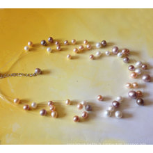 Collier de perles d&#39;eau naturelle Fancy de couleur mixte 6strands